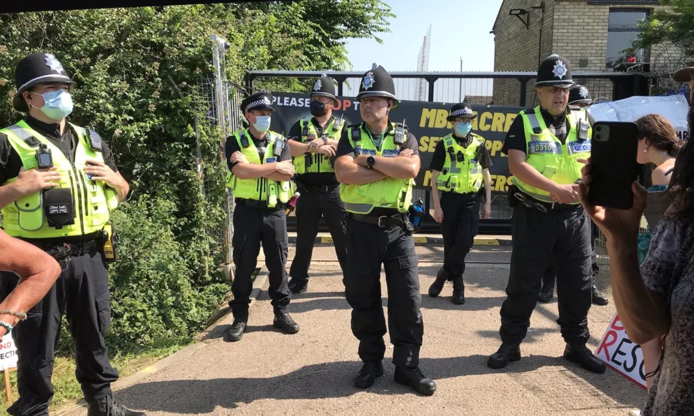 Protestors have been outside the heavily policed MBR Acres facility at Wyton near Huntingdon since July 2021.