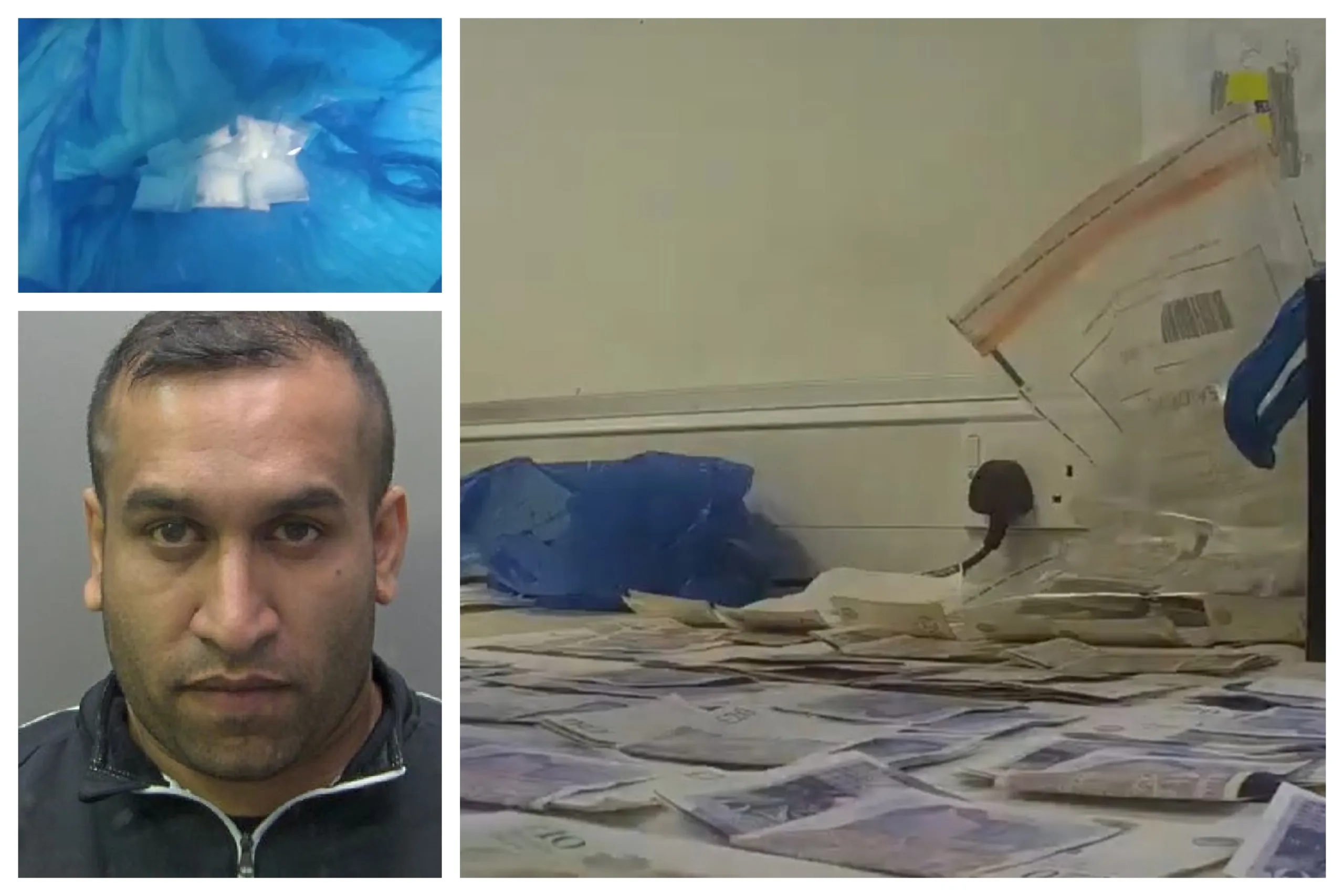 Body Warn Video footage of the contents of the safe and cash being counted: 35-year-old Umar Zeshan has been jailed, four years after his arrest.