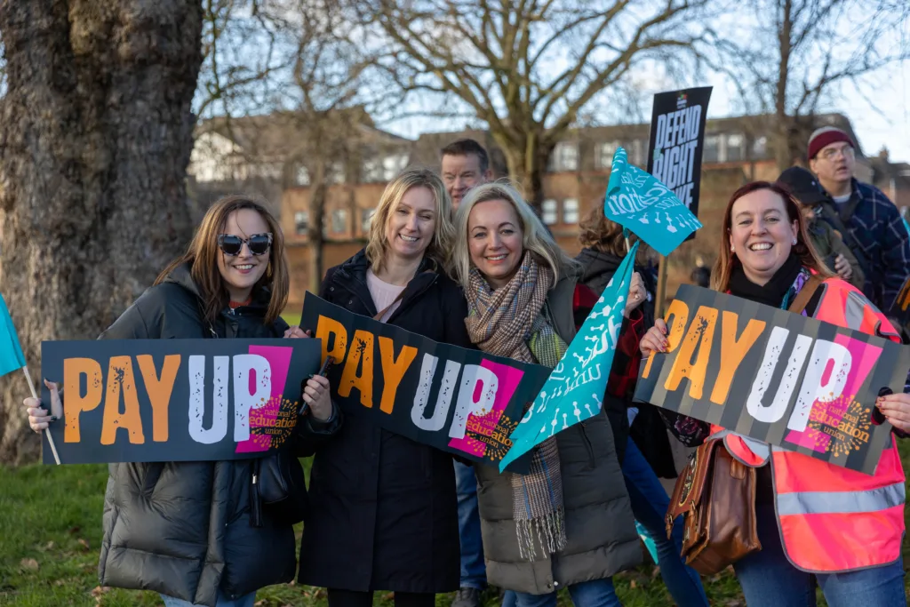 Day of protest by Peterborough teachers who joined a march to protest about pay and conditions; other unions and supporters joined them. PHOTO: Terry Harris