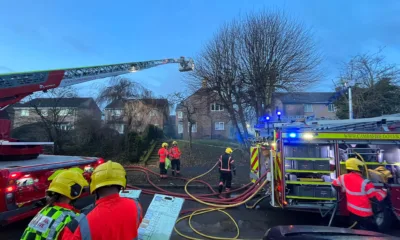 Fire crews at the scene of a blaze in Caxton Road, Bourn, near Cambourne on Saturday. No one was injured.