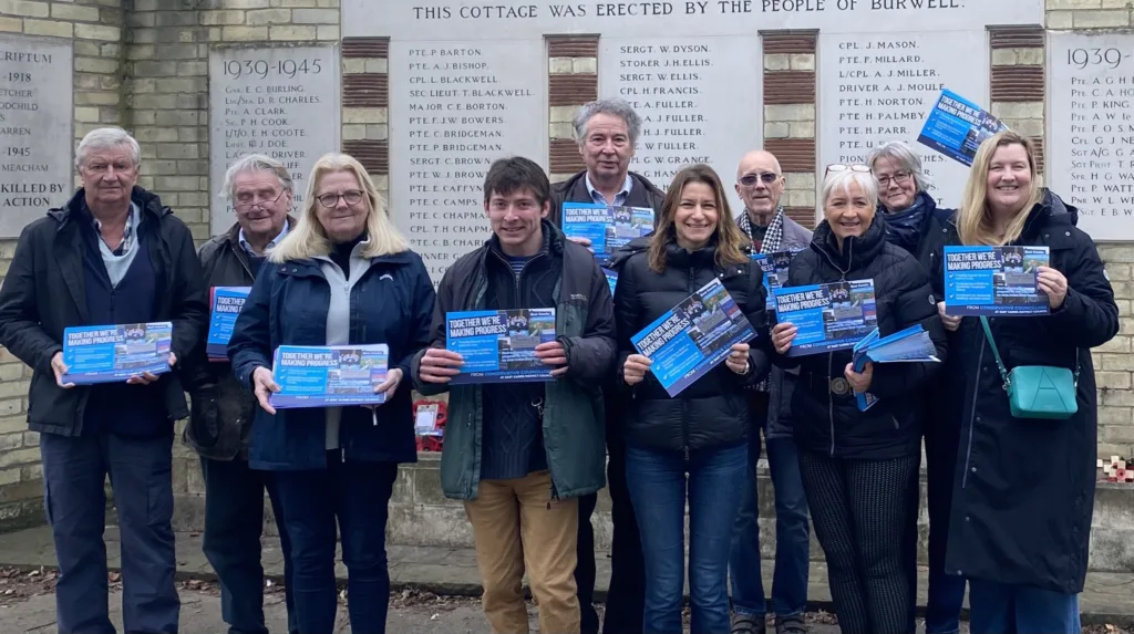 Morning after: In Burwell on Saturday and Lucy Frazer MP tweeted this photo with the caption ‘many people opposed to the Cambridge Congestion Charge’.