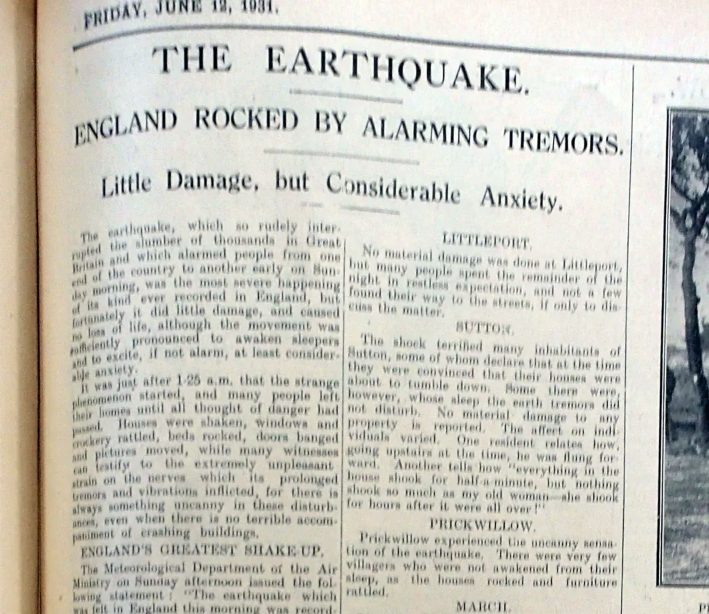 In the 20th century local newspapers played their part in reporting on earthquakes. RESEARCH: Mike Petty