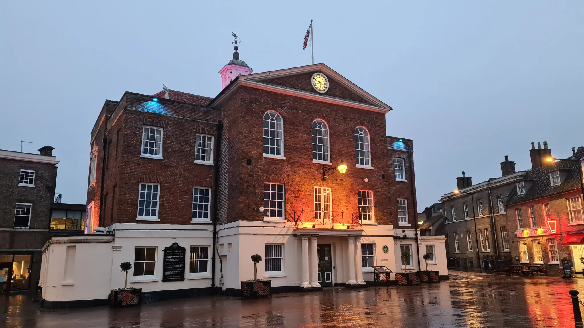 Huntingdon Town Hall lit up in blue and yellow last November in support of the independence of the Ukrainian people. It marked Dignity and Freedom Day, a Ukrainian national holiday to commemorate the anniversary of the pro-European Union mass protests in 2014.