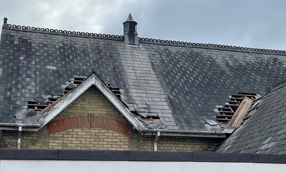 Police released a photo of the damage and reported “lead was stolen from the Murrow Village Hall roof which caused extensive damage”.