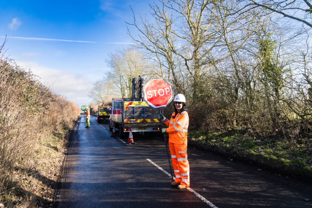 Cllr Alex Beckett, chair of the highways and transport and committee at Cambridgeshire County Council, who has been to see for himself both methods being used to resolve the county’s pothole crisis. Here looking at Dragon patchers