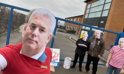 The protestors who gathered outside MP Steve Barclay’s constituency office in March last Saturday.