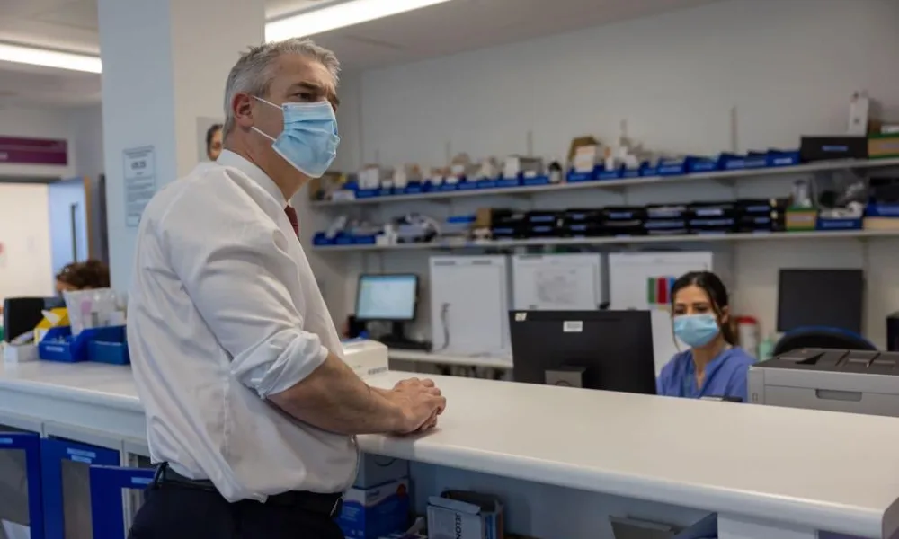 Health minister Steve Barclay on a visit to Kingston Hospital, SW London, this week. He faces a revolt locally from residents of Sutton near Ely after the shock announcement that their GP surgery is to close within weeks.