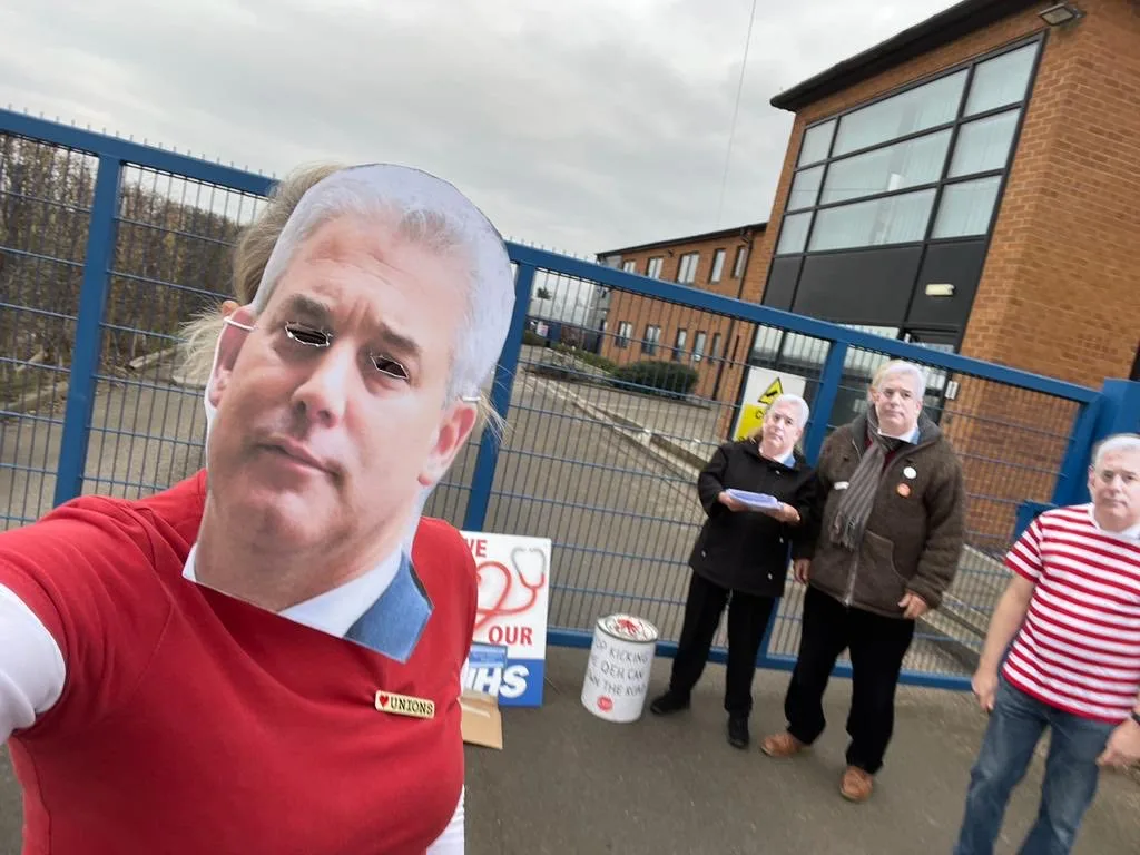 The protestors who gathered outside MP Steve Barclay’s constituency office in March last Saturday.