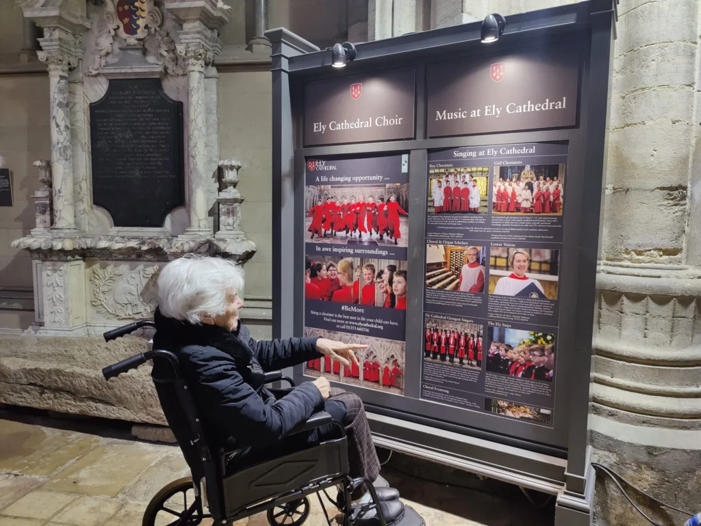 Hilton Park Care Home at Bottisham arranged for their resident, Betty, to visit Ely cathedral and to play, once more, the grand piano. 