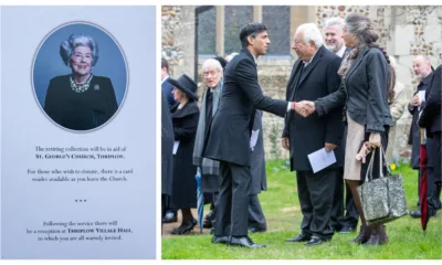 The funeral of former House of Commons Speaker Betty Boothroyd took place in St George's Church in Thriplow; mourners included Prime Minister Rishi Sunak. PHOTO: Bavmedia