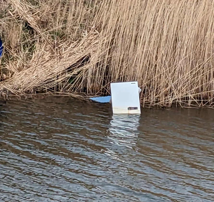 freezer floating along the Main Drain between the Church Lane Bridge and the Sandy Lane Bridge Tydd St Giles