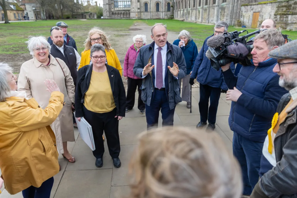 Sir Ed on a visit to Ely used the example of by election victories at Amersham and North Shropshire as evidence of a breakthrough in “true blue Tory heartlands – and we think we can beat Conservatives here”. Picture: TERRY HARRIS