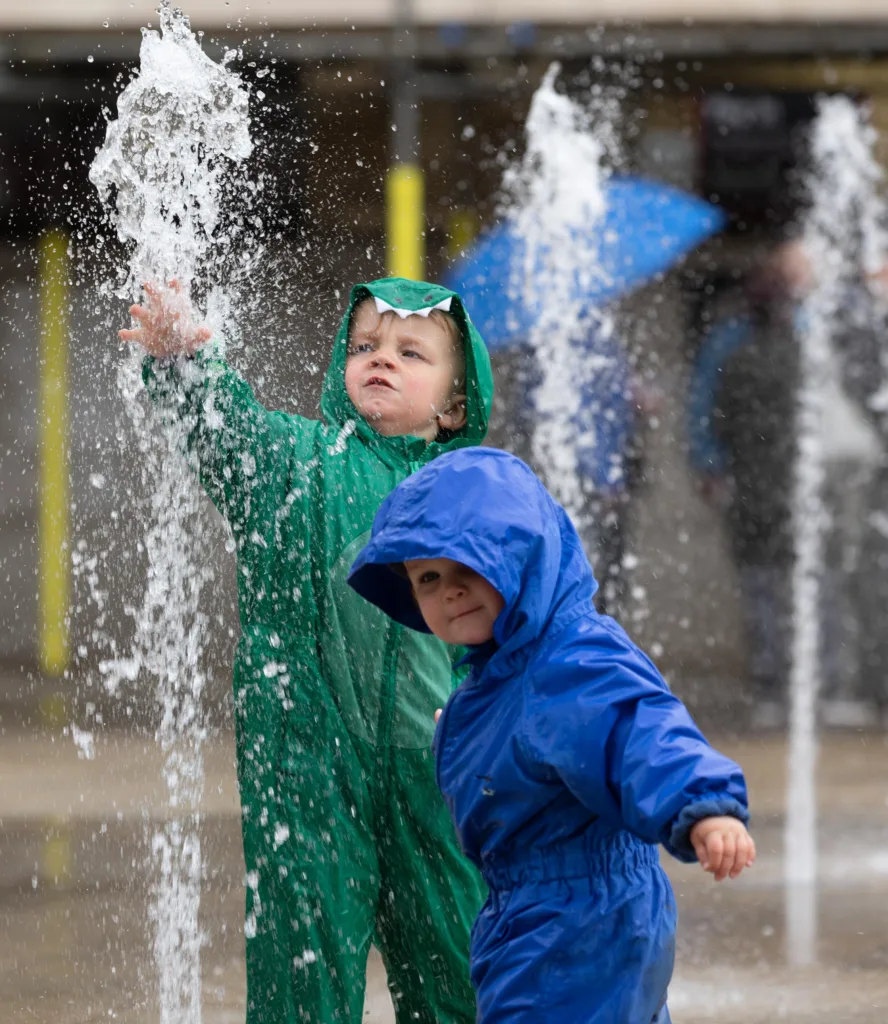 Flashback to 2021 and the fountains in Peterborough were particularly popular with these two youngsters. PHOTO: Terry Harris