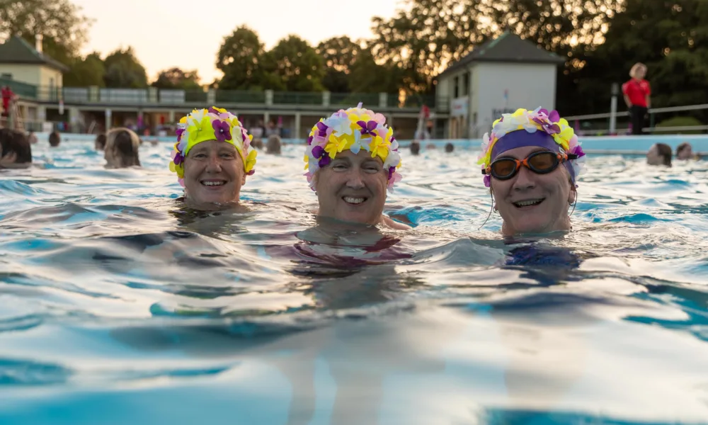 Over 200 swimmers rise early for the 4:30am Summer Solstice Sunrise to take a swim in the city’s Lido Pool, City Lido, Peterborough Wednesday 21 June 2023. Picture by Terry Harris.