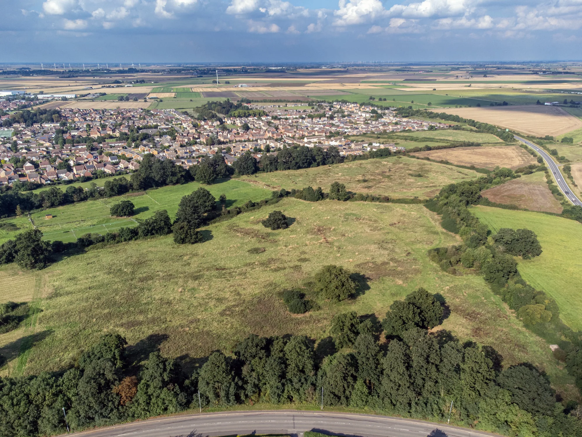 Wenny Meadow, Chatteris, where 93 homes are proposed to be built. Many oppose the application by Fenland District Council officers are recommending to its planning committee that it be approved. PHOTOGRAPH by Steve File of DronesAloft.co.uk