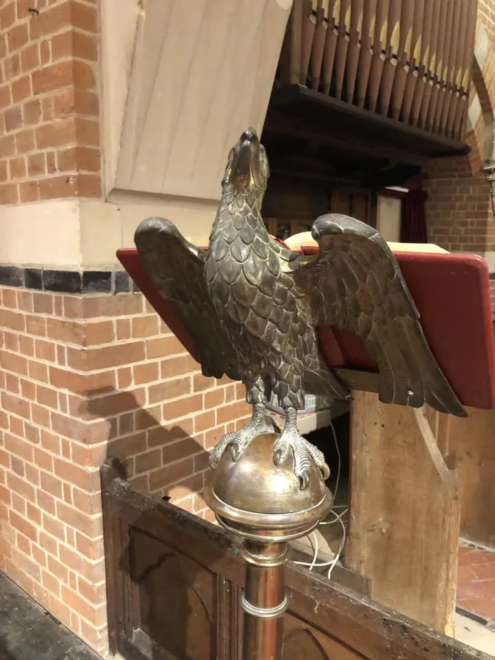 Brass lectern over 5' in height and described as “very heavy” stolen from Pidley church, Cambridgeshire. 