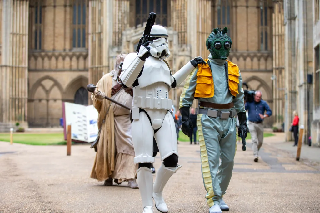 Star Wars Cosplay at the cathedral. The Unofficial Galaxies Exhibition The privately owned exhibition of authentic movie memorabilia will open on Wednesday July 19 in Peterborough Cathedral. PHOTO: Terry Harris 