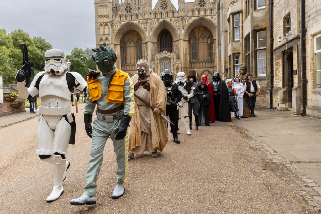 Star Wars Cosplay at the cathedral. The Unofficial Galaxies Exhibition The privately owned exhibition of authentic movie memorabilia will open on Wednesday July 19 in Peterborough Cathedral. PHOTO: Terry Harris 