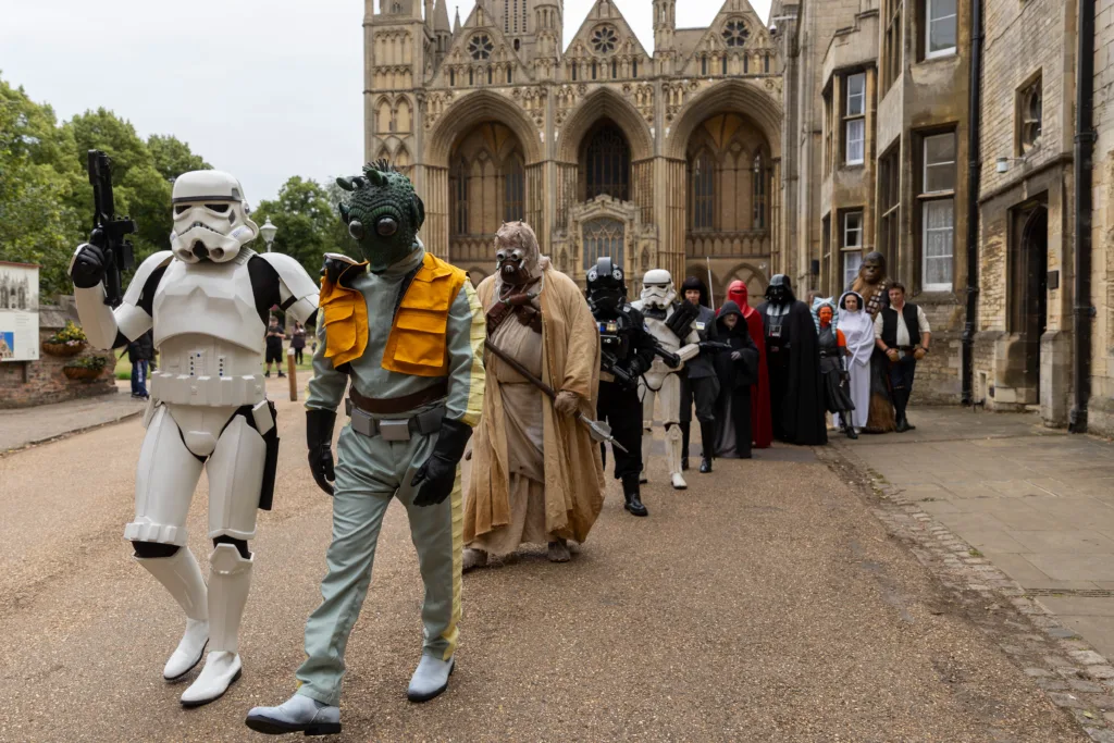 Star Wars Cosplay at the cathedral. The Unofficial Galaxies Exhibition The privately owned exhibition of authentic movie memorabilia will open on Wednesday July 19 in Peterborough Cathedral. PHOTO: Terry Harris 