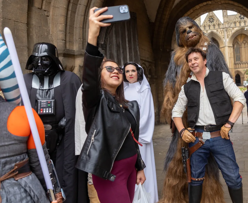 Star Wars Cosplay at the cathedral. The Unofficial Galaxies Exhibition The privately owned exhibition of authentic movie memorabilia will open on Wednesday July 19 in Peterborough Cathedral. PHOTO: Terry Harris 