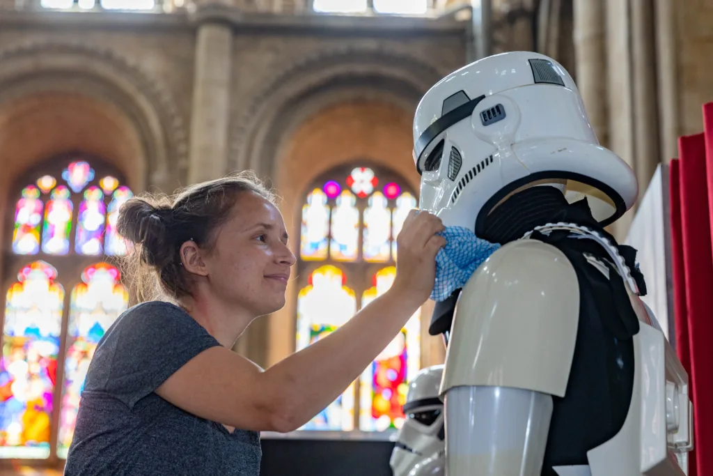 Star Wars Cosplay at the cathedral. The Unofficial Galaxies Exhibition The privately owned exhibition of authentic movie memorabilia will open on Wednesday July 19 in Peterborough Cathedral. PHOTO: Terry Harris 