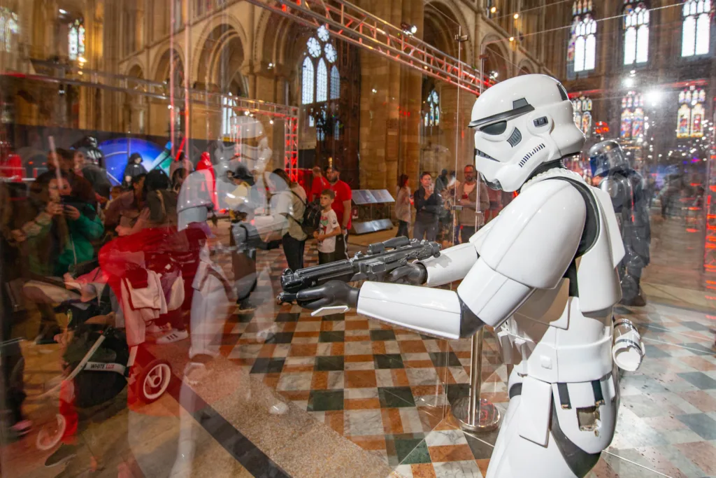 cosplay event at the Cathedral as part of a Star Wars Exhibition.,Cathedral, Peterborough Friday 04 August 2023. Picture by Terry Harris.