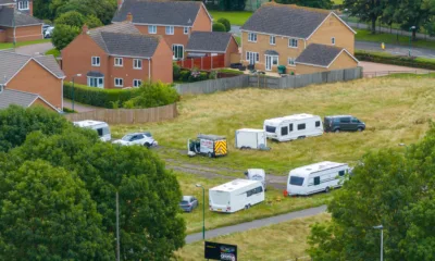 The caravans that have forced their way onto land which is part of the Peterborough showground.