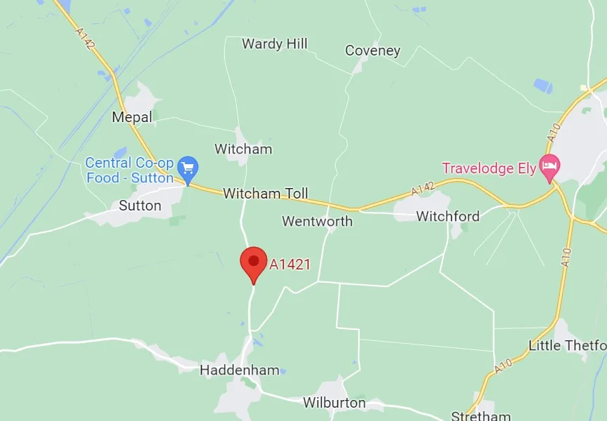 Police are appealing for information and witnesses after a fatal collision on the A1421 Sutton Road near Haddenham. Image: Google