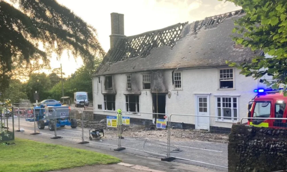 Police have confirmed the blaze which destroyed the former Crown public house at Fordham (more recently an Indian restaurant) was deliberate.