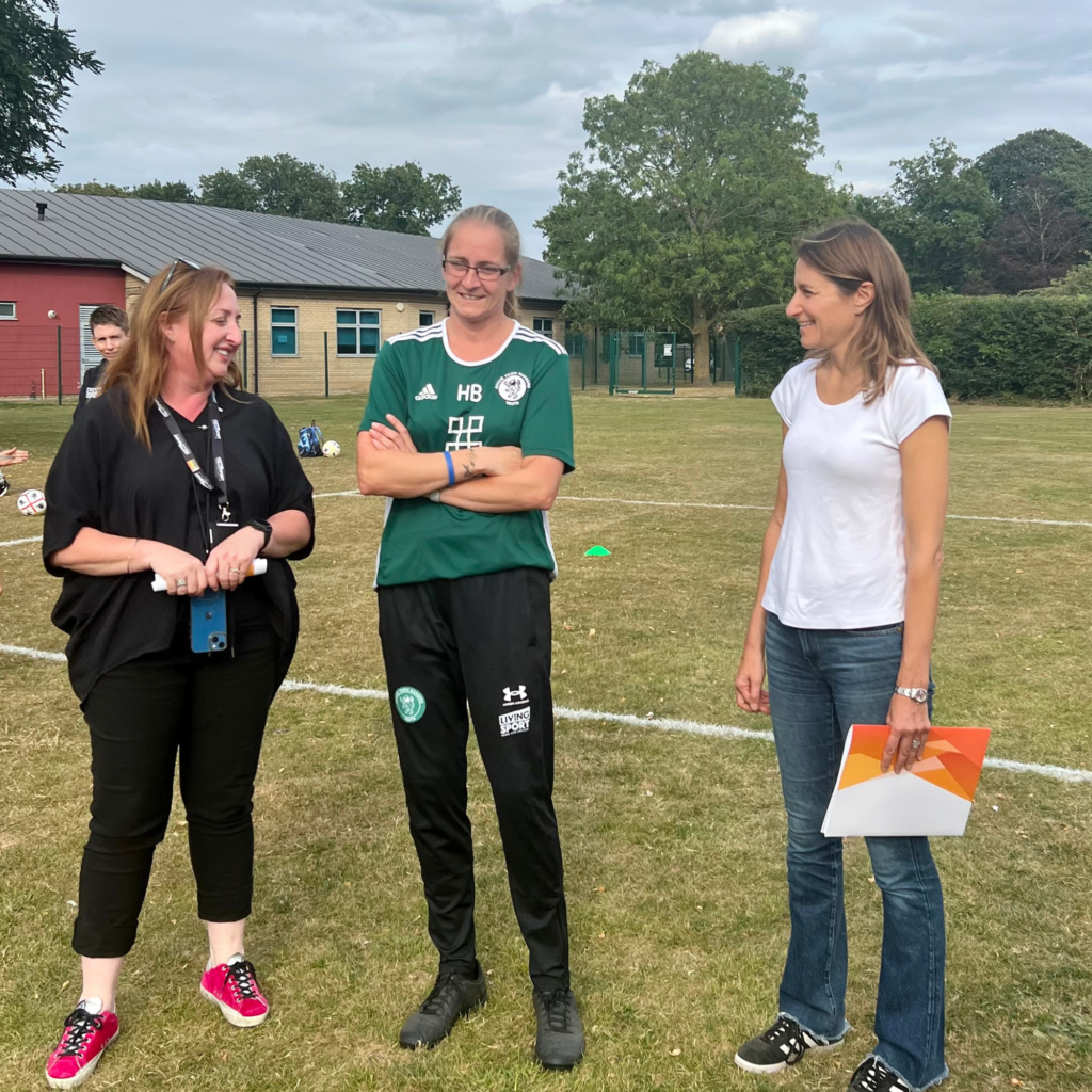 Lucy meeting the Soham Town Ranger U16’s Girls alongside the Living Sport Team 