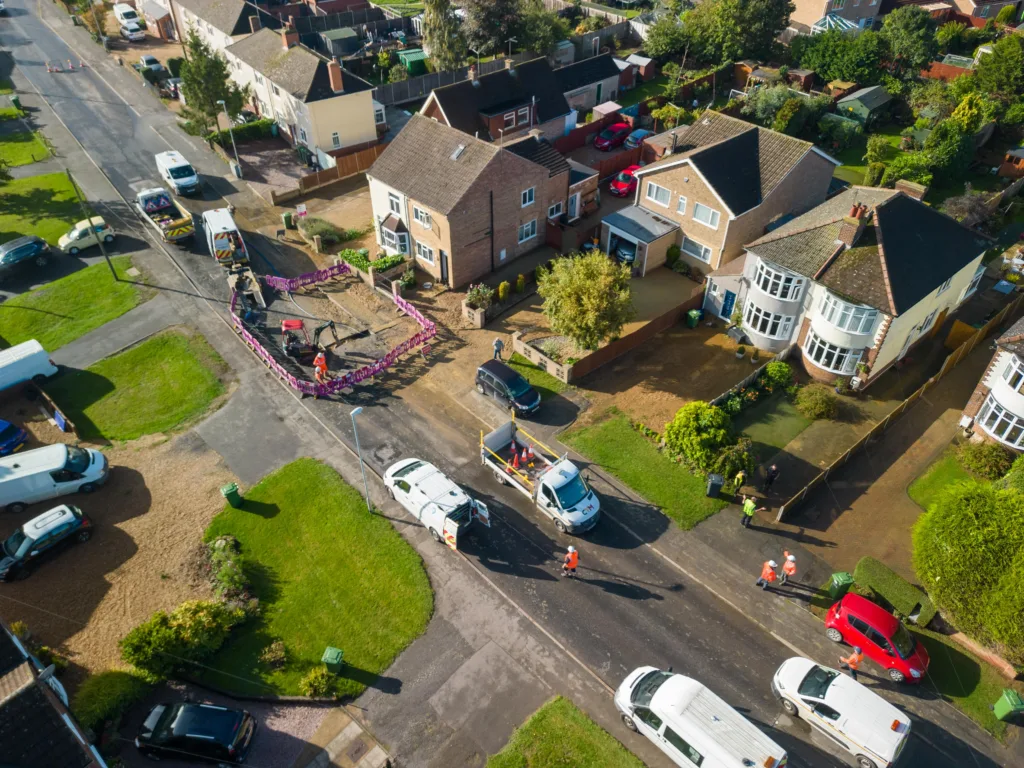 Peterborough Road, Farcet, where Anglian Water has been busy repairing a burst water main. Photo: Terry Harris 