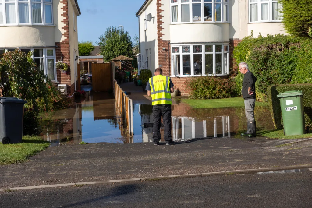 Peterborough Road, Farcet, where Anglian Water has been busy repairing a burst water main. Photo: Terry Harris 