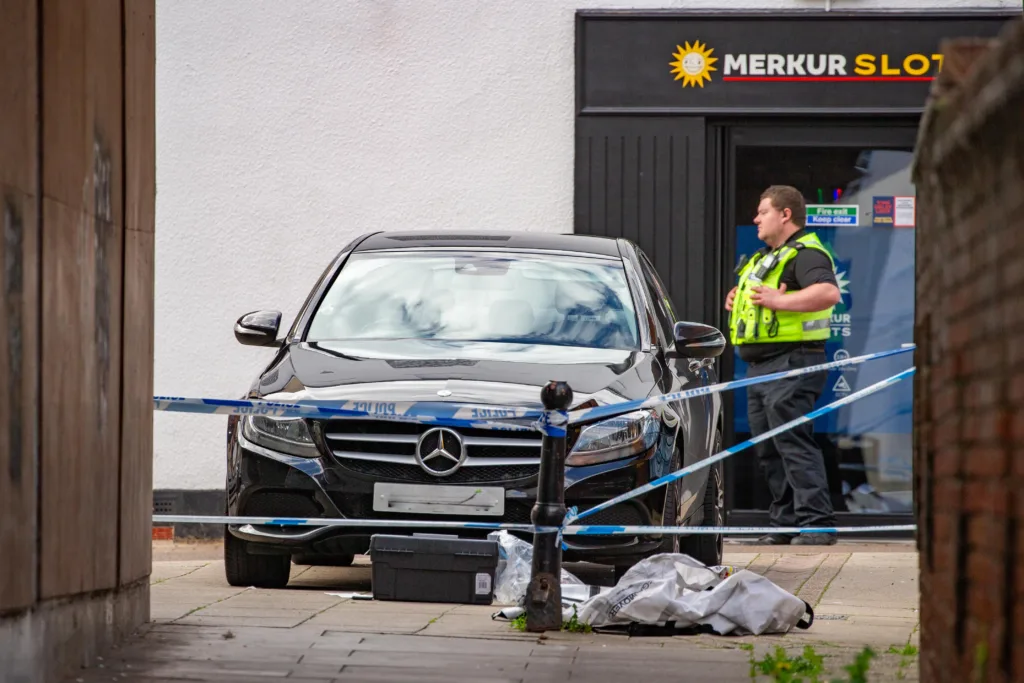 Grim scenes in Wisbech today as a cordon remained in place following a stabbing in or near The Globe public house last night. PHOTO: Terry Harris 