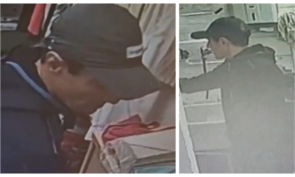 CCTV images of a man Cambridgeshire police would like to speak to in connection with an attempted burglary and a theft in a village near Huntingdon