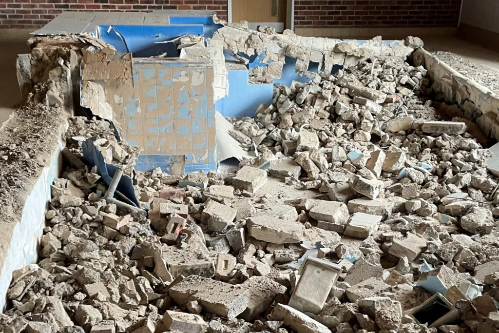 The scene that confronted Cllr John Fox when he obtained permission to visit the former St George’s hydrotherapy pool, Peterborough. 