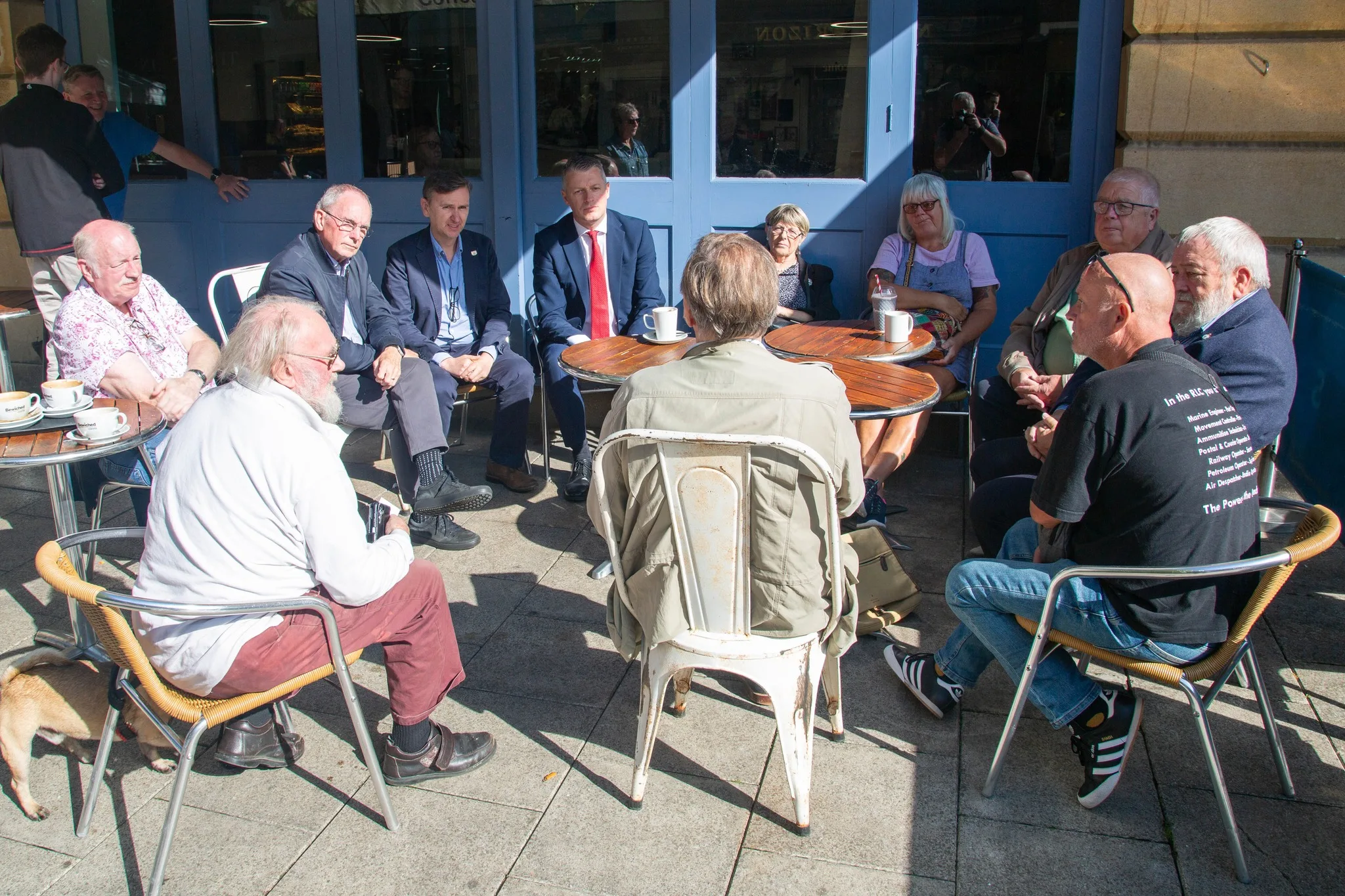 Andrew Pakes, Labour’s Parliamentary candidate for Peterborough, with Luke Pollard MP, Labour’s shadow armed forces minister meeting up with armed forces veterans in Peterborough.