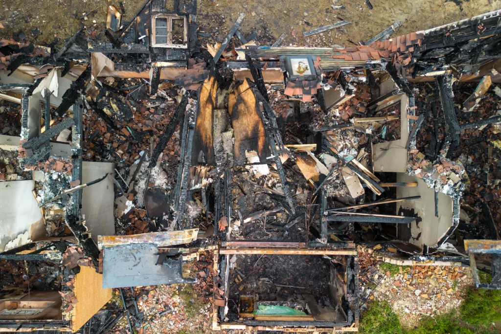 Police are working closely with fire service investigators after fire destroyed two new homes in St Ives in an arson attack. PHOTO: Terry Harris