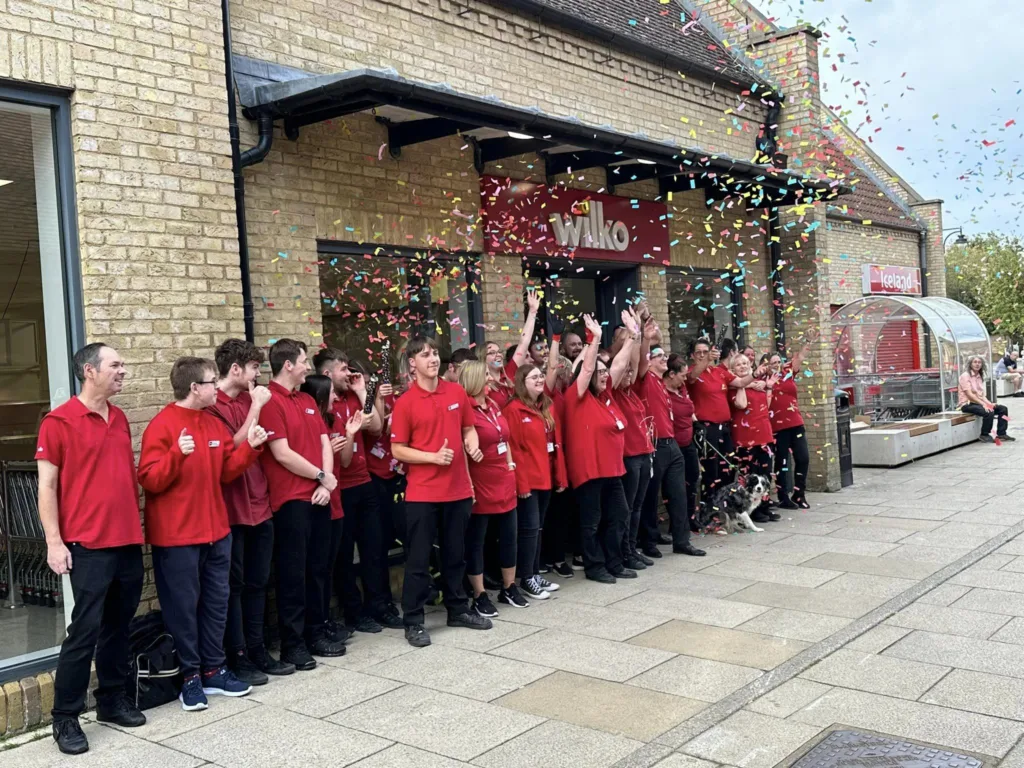 Wilko staff past and present outside Wilko in Ely at 4pm on Sunday as the doors closed for the last time.