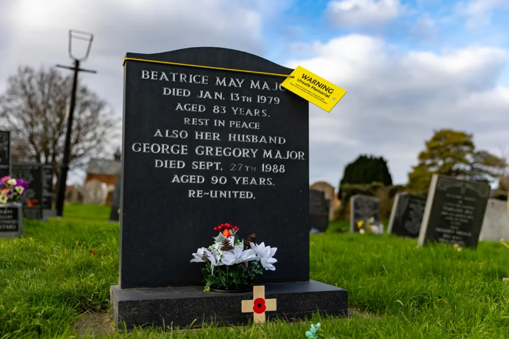 Residents in Terrington St Clement say health and safety has “gone mad” after their local council placed yellow warning tags on gravestones. PHOTO: Terry Harris