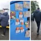 Blake Healy (right) and Zak Wales being arrested. The meat and fish also in the photo had been stolen by Zak Wales.