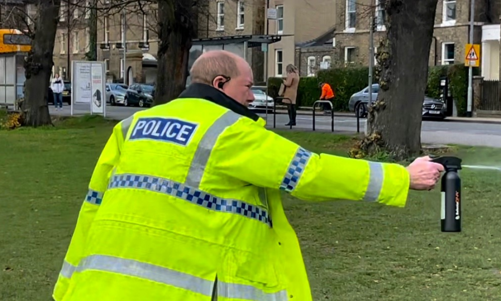 Police demonstrating use of SelectaDNA spray in Cambridge