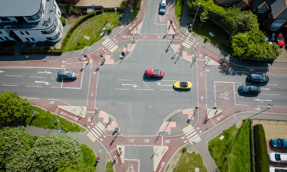 Aerial view of CYCLOPS Histon Rd. In total, 6,400m of footpaths, 8,000m of cycle lanes and 540m of bus lane have been created.