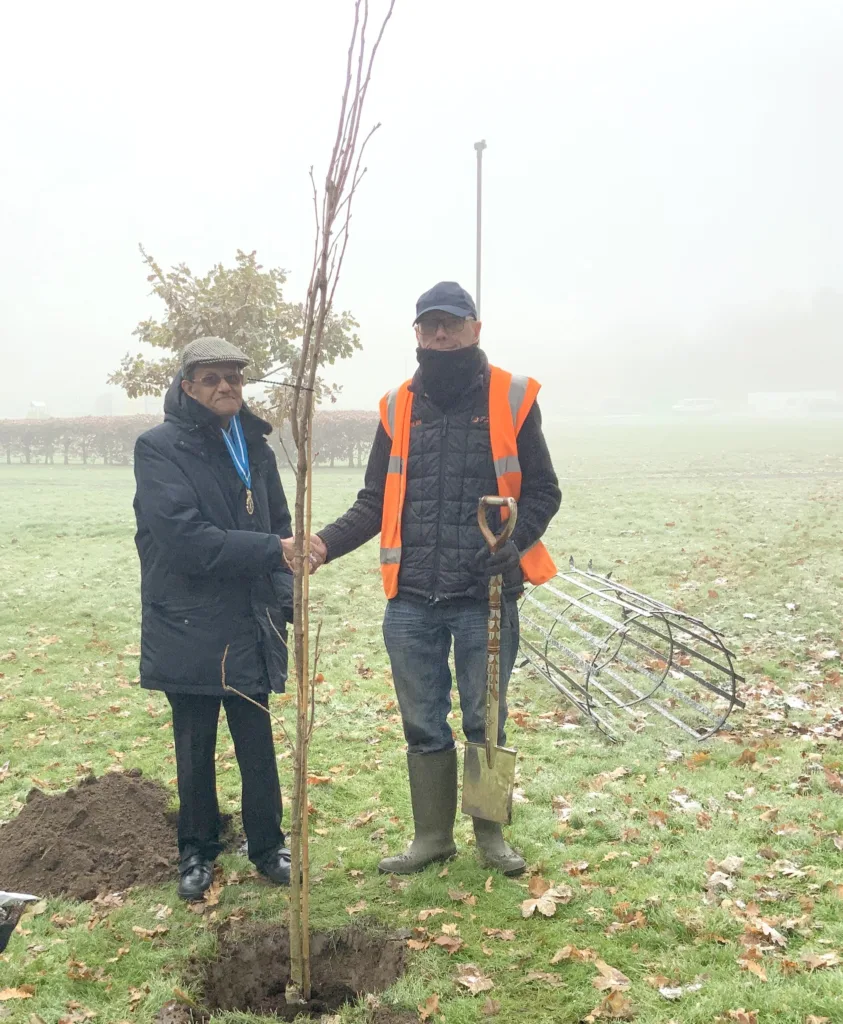 The High Sheriff of Cambridgeshire Dr Bharatkumar N Khetani plants a tree and unveils a plaque in memory of Covid victims was planted in Wisbech. PHOTO: Wisbech Tweet 