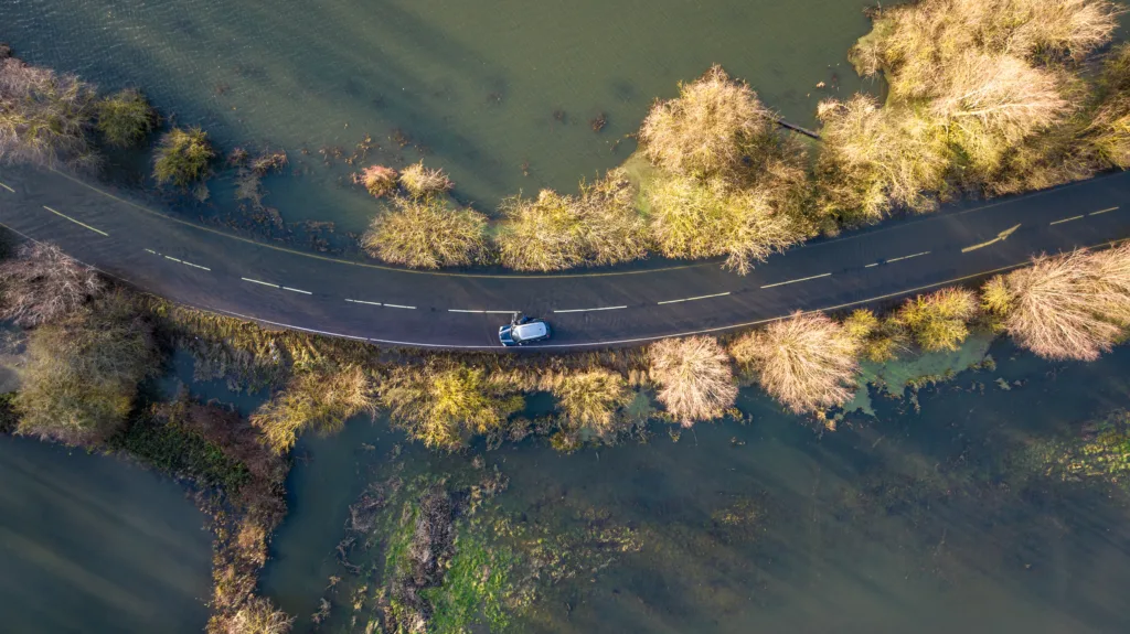 Flooded A1101 in Welney in this morning (Mon). Motorists urged to avoid.  PHOTO: Bav Media 