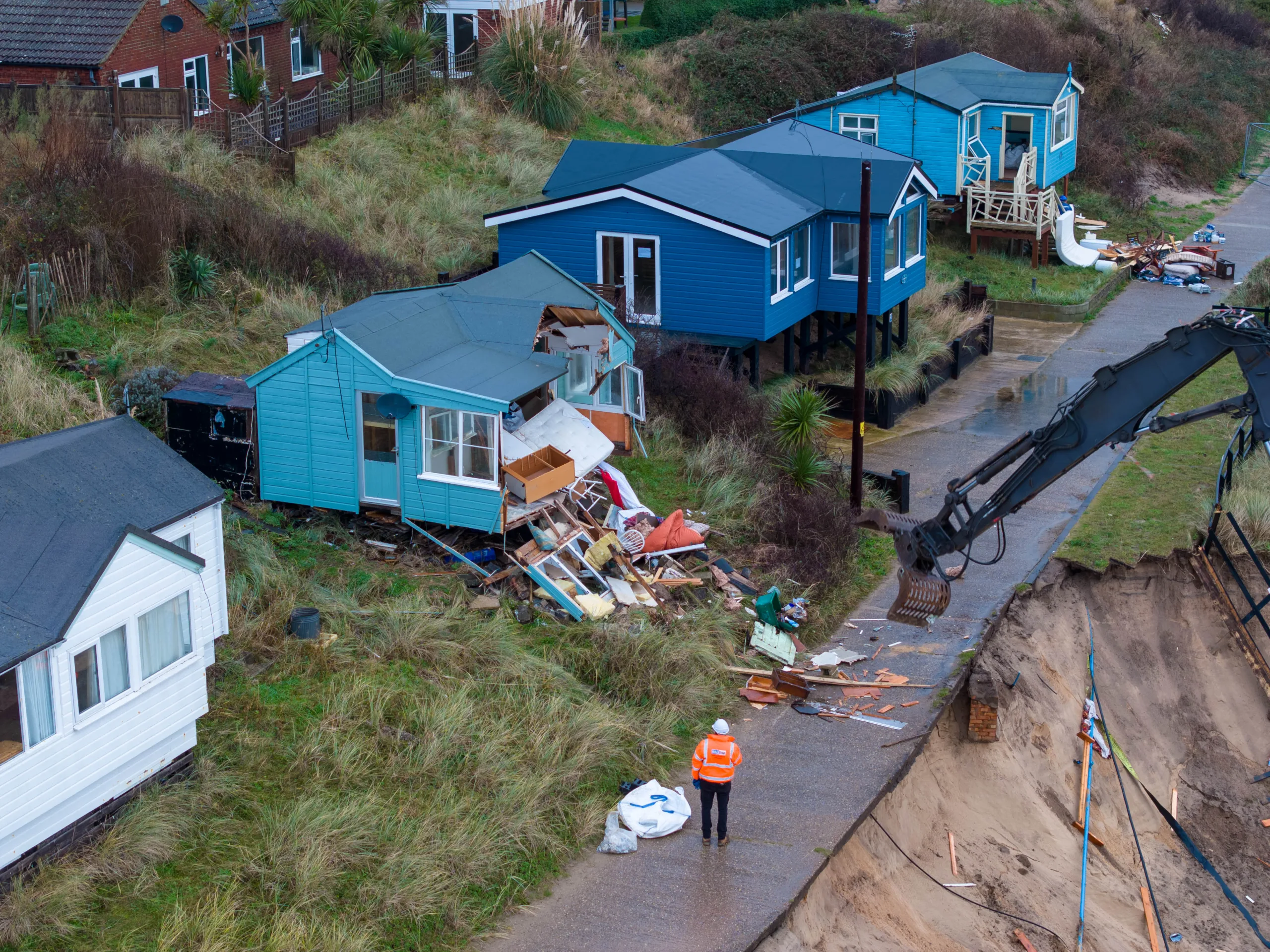 HEMSBY, Norfolk: Devastating toll on coastal village as homes demolished. Saturday 09 December 2023. Picture by Terry Harris.