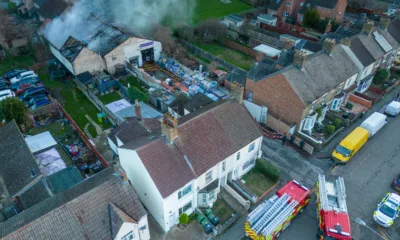 Aftermath of the blaze that destroyed Dungarwalla cash and carry in Padholme Road, Peterborough. Fire crews still in attendance today to dampen down. Friday 29 December 2023. PHOTO: Terry Harris.