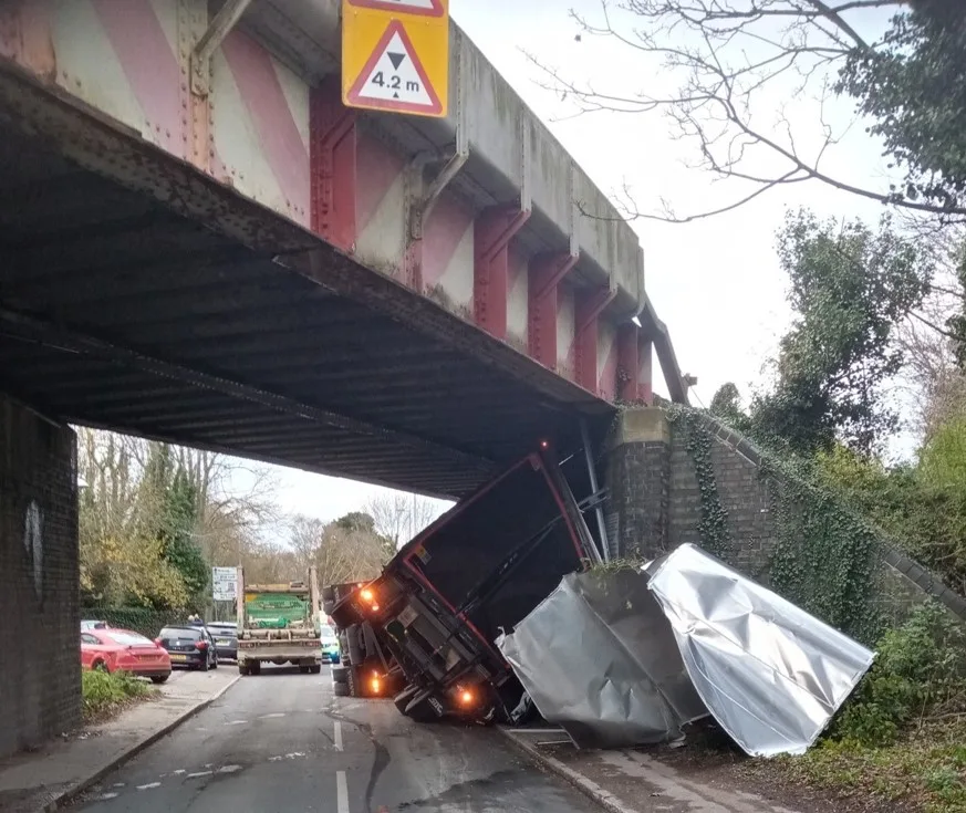 Photos of the damage following a crash in Coldham’s Lane, Cambridge. IMAGE: Policing Cambridge 
