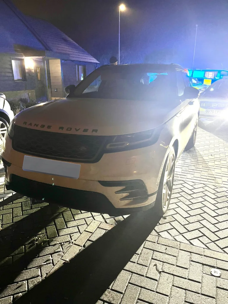 Police were alerted by a tracking company to this stolen Range Rover missing from the Thames Valley area entering Cambridgeshire.