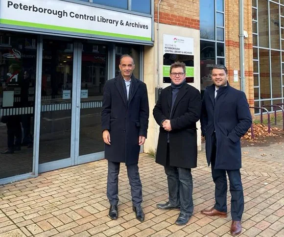 Mayor Dr Nik Johnson in Peterborough for a walking tour of the city with recently elected council leader Mohammed Farooq. Both agreed they are singing from the same hymn sheet to build Peterborough’s prosperity. 