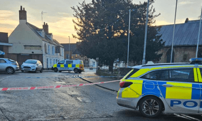 Church Terrace, Wisbech, today, which has been cordoned off. Blood has been seen on the pavement. Photo: CambsNews